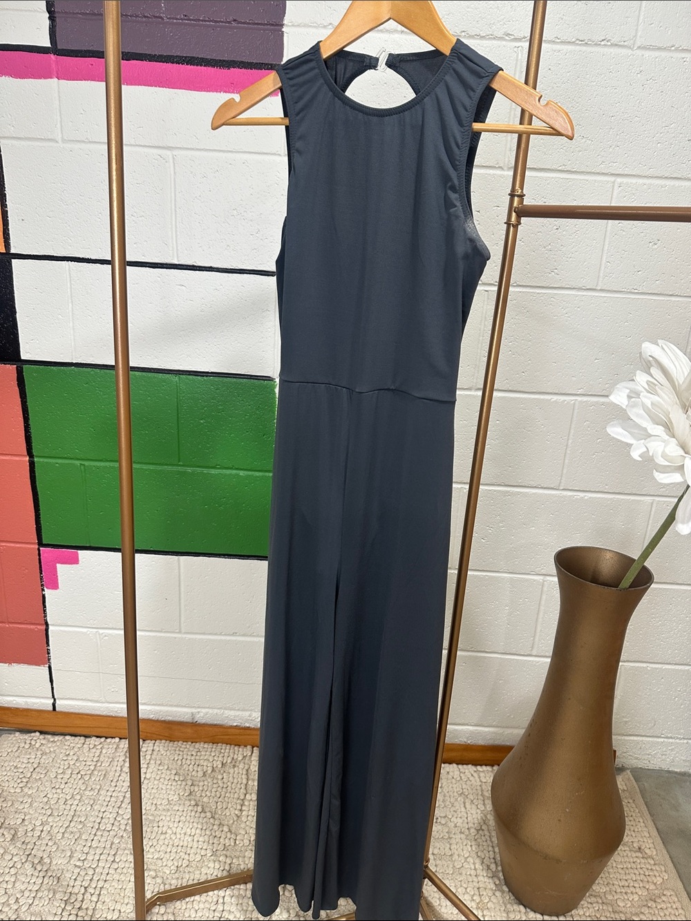 Sleek Sleeveless Charcoal Jumpsuit Dance Costume